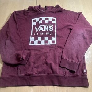Vans Off The Wall Hoodie Size XL Red Sweatshirt Skateboarding
